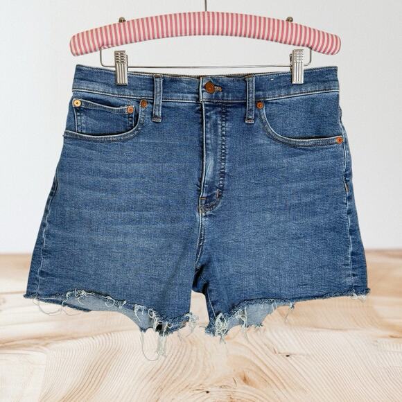 Madewell High Rise Denim Jean Shorts Size 27 M Wash Cutoff Blue Sexy Hippie - Picture 1 of 10